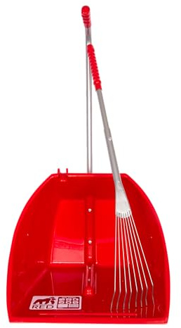 Red Gorilla Red 80cm Big TIDEE with Long Metal Rake Horse Manure Shovel Scoop Multi Purpose Large Lightweight Dustpan for Paddock Stable Horsebox Equestrian or Garden Waste Leaf Rake