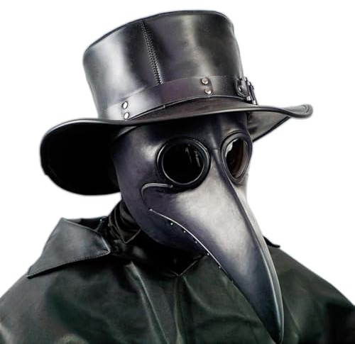Schwarze Pestarzt-Maske – Lange Nase Vogel Schnabel Steampunk Halloween Kostüm Zubehör Maske, Unisex Kinder Erwachsene