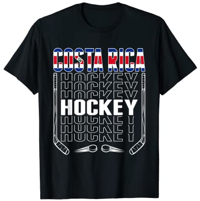 Costa Rica Ice Hockey Fan Jersey Costa Rican Flag Puck Stick T-Shirt
