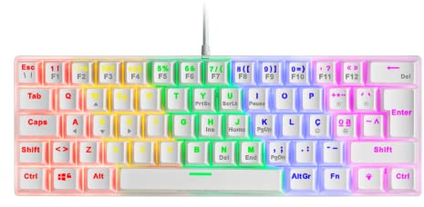 Mars Gaming MK60 Blanco, Teclado Gaming Mecánico FRGB, Antighosting, Switch Mecánico Azul, Idioma Portugués