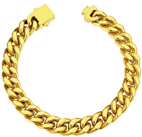 ChainsHouse Armband Herren Edelstahl Panzerarmband für Herren & Damen Silber/Schwarz/Gold 5/7/9/12MM 19/21/23CM