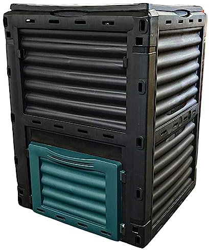 Sakusei Tools SAKUSEI 300 Litre Outdoor Garden Compost Waste Bin 300L Eco Friendly Composter Waste Converter Bin, Black and Green (SAKGB300)