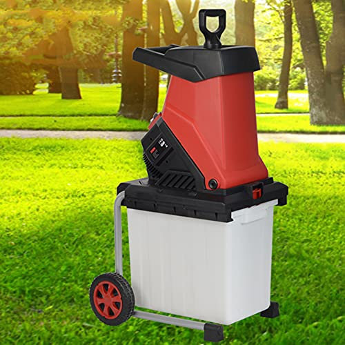 Biotrituratore Elettrico da Giardino, Cippatrice per Legno da 2500 W con Cassetta di Raccolta da 45 Litri, Protezione da Sovraccarico, Trinciafoglie Leggera Portatile, 220 V, Cippatrice + Cavo da 20