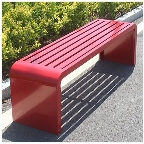 ETKIN Gartenbank Metall, 2-14 Sitzer Sitzbank, Gartenbank Wetterfest, Gartenbank Ohne Lehne, Parkbank bis 225kg belastbar, Terrassenbank für Balkon und Terrasse, Garten,Rot,150x40x45cm