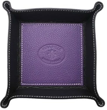 FrasiBags Bandeja Vaciabolsillos de Piel Made in Italy, Vaciabolsillos Recibidor para Llaves, Vacia Bolsillos de Cuero, Bandeja Porta Objetos Quadrada (Morado)