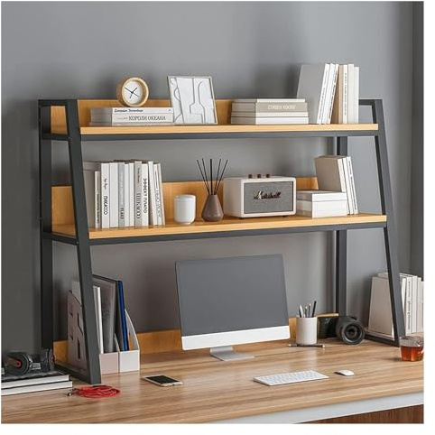 Scaffale Per Scaffali Da Scrivania - Libreria Da Appoggio Con Scaletta Con Struttura In Acciaio A 2 Livelli Per L'archiviazione Di Uffici Domestici - Espositore Per Scaffali Da Ufficio Per(Size:115cm)