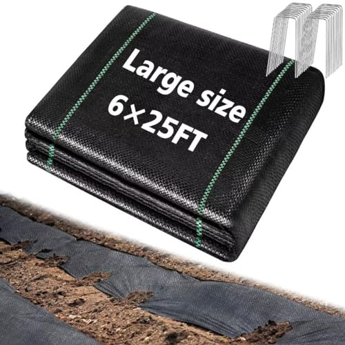 warmfarm Telo in tessuto resistente per piante infestanti, 1,8 x 7,6 m, per giardino, per il controllo delle erbacce, copertura per terreno in plastica nera, tessuto commerciale per vialetti (Nero)