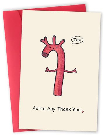 mmuue Lustige Dankeskarte für Arzt, Krankenschwester, medizinisch, humorvolle Dankeschön-Geschenke für Frauen und Männer, niedliche Aorta-Karte, Aorta Say Thank You Karte