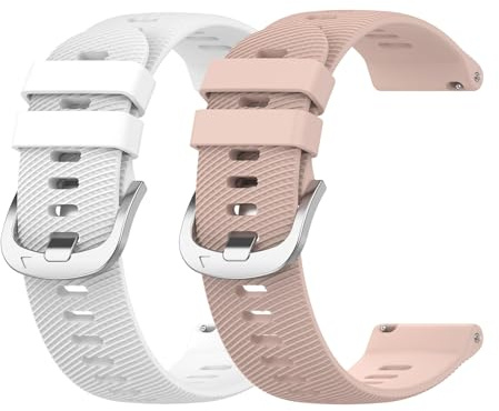 Garmcool 18mm Ersatzarmband Kompatibel mit Garmin Venu 2S / Venu 3S / Vivoactive 4S / Forerunner 255S / Vivomove 3S Armband Rosa Weiß Einstellbar Silikon Armbänder (kein uhr)