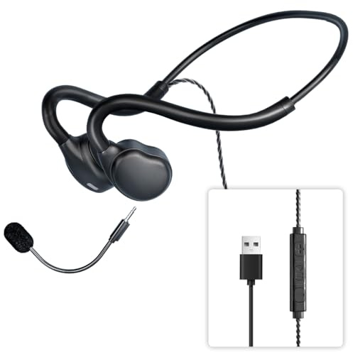 USB Headset with Mic for PC-Laptop,Open Ear Headphones Design for Long Wear, Computer Headset with Call Noise Reduction Premium Stereo Sound for Call Center, MS Teams, Skype, Webinars and More (Black)