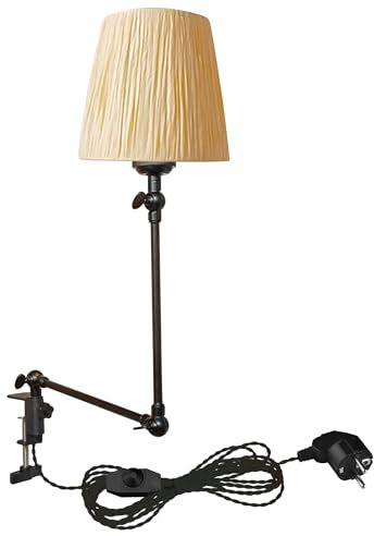 FSLiving Retro Klemmleuchte, Einstellbar Clip auf Schreibtisch Leselampe, Clamp Nachttischlampe mit Flexarm, 1x E27 Fassung max. 60 Watt für Schreibtisch, Nachttisch, Regal- Gelb TD0627