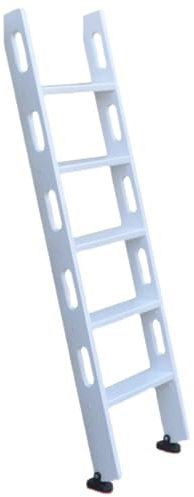 Scaletta per Letto a Castello in Legno Bianco, Solo Scale per Soffitta da 7,2 6,3 5,4 4,5 3,6 Piedi con Pioli Larghi da 4 Pollici e Poggiapiedi in Gomma, Staffe di Montaggio Incluse (Colore