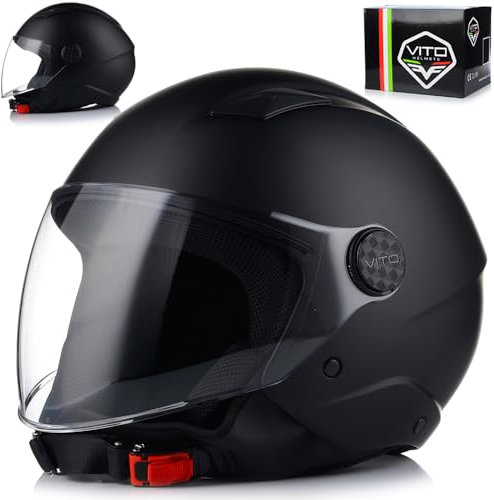 Jethelm Motorradhelm | VITO UNO | Motorrad Helm Rollerhelm Jet ECER 22.06 (M (57-58cm))