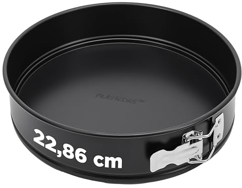 Nutrichef Nonstick Springform Cake Pan 23 cm, Stainless Steel Clasp & Removable Bottom, Durable Cheesecake Tin for Baking, Easy to Clean, Ideal Baking Kit & Cake Supplies for Home Bakers, Black