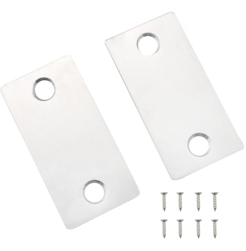 CHENJIN 2PCS Door Hole Filler Plate 1-1/8 Inch Door Hole Repair Spacer with Four Screws Repair Broken Holes in Drawers and Cabinets Impact Billet Cover Latch Used to Cover Small Holes