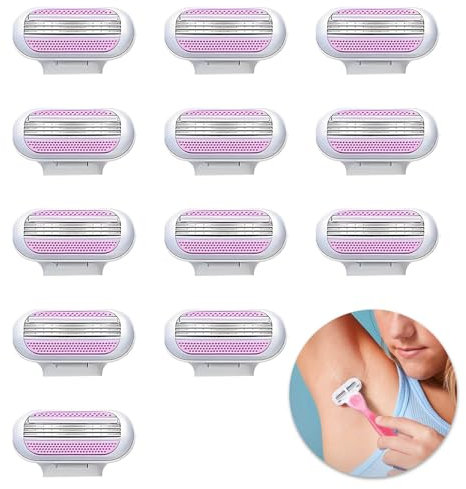 12 Stück Rasierklingen für Damen Kompatibel Venus, Ersatzklingen für Damenrasierer, Rasierer Damen mit 3 fach Klingensystem, Feuchtigkeitsstreifen für sanfte Rasur, Langlebig für empfindliche Haut
