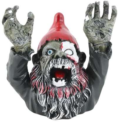 Zisemeil Zombie Gnome Garden Statue Sculpture Evil Scary Outdoor Halloween Decoration Ornament Dwarf Statue