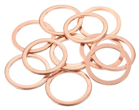 QUARKZMAN 12pcs Arandelas de Cobre, 30x24x1.5mm (OD*ID*Grosor) Arandela para Carter Aceite Puerta Bisagra Plana Redonda Metálica Accesorio Hidráulico Conexión Combustible Perno Reparación