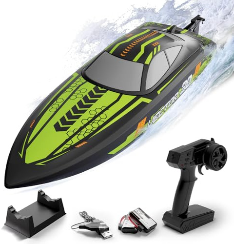 volantexrc – 2,4 GHz ferngesteuertes Rennboot für Pools und Seen, km/h, inkl. 2 Akkus – RC Boot für Erwachsene (Grün)