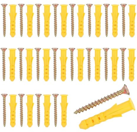 Heavy Duty Wall Plugs Screws Set, 40 PCS M10x50mm Zinc Plated Masonry Anchors with Washers for Concrete, Brick Stone Walls, High Strength Fixings for TV Brackets, Shelves, Fences