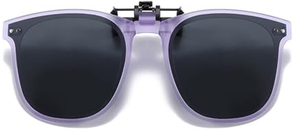 ZEZEZ Barnsolglasögon med Clip-on-funktion, Polariserade S28, UV400-glas med Uppfällbar Lins, Solskydd for Barn 3-12 År, Bärbart Fodral Ingår(Lila)