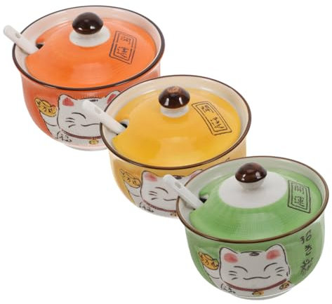 Luxshiny 3pièces Pot à Sel Et Poivre Récipient à Condiments Avec Couvercle Et Cuillère Pour Cuisine Comptoir Rangement Moderne