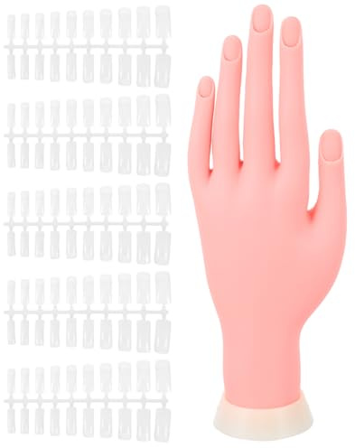 VICASKY Mannequin Main Silicone Flexible avec Ongles Faux pour Entraînement Manucure Diy Outil Nail Art Pratique