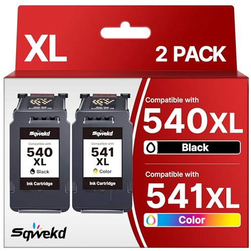 Sqwekd PG-540XL CL-541XL Cartucce d'inchiostro Sostituzione per Cartucce Canon 540 541 XL per Canon Pixma MG3650s TS5150 MG3600 MX395 MX475 MG3650 TS5151 MG2250 MX455 MX535(Nero e Colore)