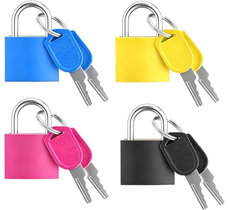 ACOLY Candado Para Maleta De 4 Piezas, Pequeño Candado Con Llave, Colorido Para Viajes En Avión.