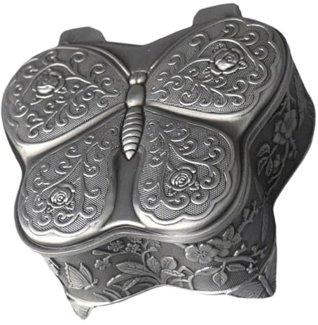 SUPVOX Petite Boîte à Bijoux en Alliage Argenté Motif en Relief Écrin de Voyage pour Bagues et Boucles D’Oreilles Doublure Velours Côtelé Coffret Compact pour Rangement Élégant