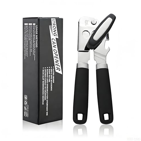 Heavy Duty Manual Can Opener Smooth Edge, Large Turning Knob for Weak Hands | stainless steel,magnetic lids lifting,built-in beer opener,large turning knob,smoothly cutting,kitchen & picnic tool,all cans