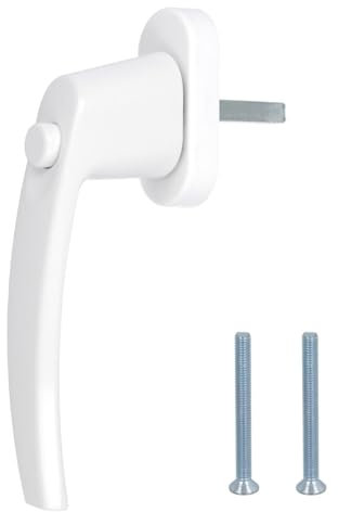 Premium Aluminium Fenstergriff verriegelbar über Druckknopf in Weiß - Stiftlänge 35mm