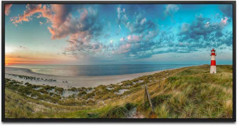 Sylt Sonnenuntergang ca. 130x70cm Wandbild inklusive Schattenfugenrahmen schwarz - Panorama Leinwand Bild XXL Format Wandbilder Wohnzimmer Wohnung Deko Kunstdrucke