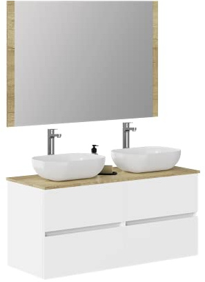 Baikal Conjunto de Mueble de baño Duo, Incluye Lavabo. Mueble Suspendido en Pared con Lavabo cerámico. Varios Acabados y Medidas. Mueble MONTADO.