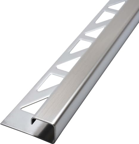 Dalsys Fliesenschiene Eckprofil 250cm x 12,5mm Edelstahl gebürstet | Quadratprofil, Fliesenabschlussprofil, Fliesenprofil, Abschlussleiste, für Kantenschutz an Wand- und Bodenfliesen