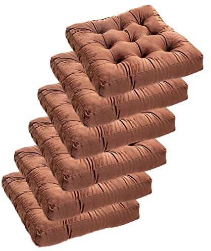 SRHWBF 6er Set Kissen Stuhlauflagen Sitzkissen Garten Auflage Sitzpolster Outdoor & Indoor Kissen Weiche Kissen Für Gartenstühle Gestepptes Sitzpolster Stuhl (Coffee 20x20in(Pack of 6))