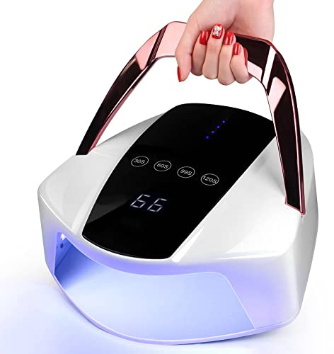 Cordless Wireless UV LED Nail Dryer ，96W Rechargeable UV LED Nail Lamp with Portable Handle and USB Port, Multi-Function UV Gel Polish Nail Lamp Light for Nails Art Polish Manicure