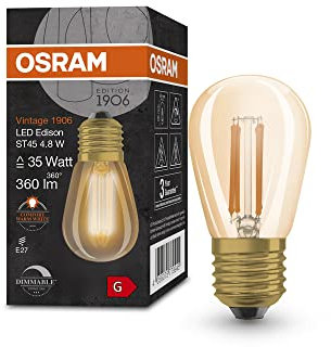 Osram LED-Lampe Vintage Edition 1906, in Edison Form mit E27-Sockel, Dimmbar, Ersetzt 51 Watt, Klar, Warmweiß - 2400 Kelvin, 1er-Pack
