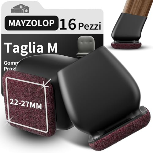 16 Stück Schutzkappen für Stuhlbeine, Stuhlbeinkappen mit Filz für gerade und schräge Stuhlbeine, filzgleiter, Möbelmatte Für Hartholzböden Eckig Schwarz