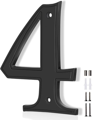 Numeri civici 4, numeri civici Emotionlite per indirizzo, numeri civici grandi e moderni per esterni, numero cassetta postale in metallo, 12,7 cm, stile in lega di zinco
