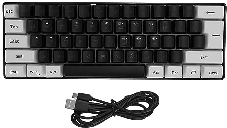 Clavier Ergonomique à 60%, Clavier Ergonomique à 61 Touches, Clavier de Jeu à Rétroéclairage LED, Clavier de Jeu Filaire à Sensation Mécanique pour Le Bureau et Les Affaires