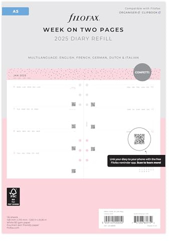 Filofax A5 Confetti WTV Illustrated Diary Refill Pack 2025