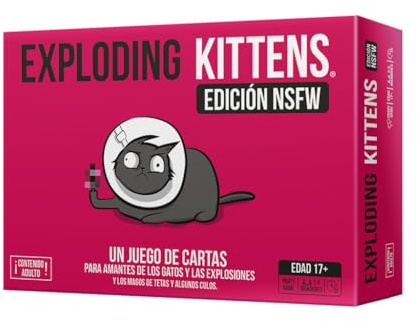 Asmodee Exploding Kittens NSFW, Juego de Cartas de Humor Adulto | Estilo Ruleta Rusa Estratégica con Gatos Explosivos y Traiciones, A Partir de 17 Años, 2-5 Jugadores, 15 Minutos, Español