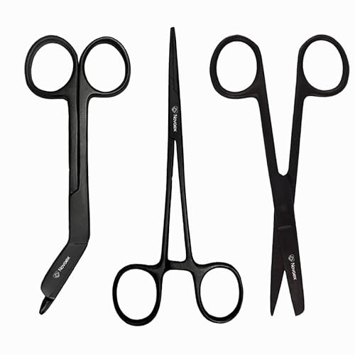 Lot de ciseaux d'infirmière « Noir mat » - Certificat MDR - Ciseaux à bandage - Ciseaux - Kocher - Accessoires d'infirmière - Cadeau d'infirmière