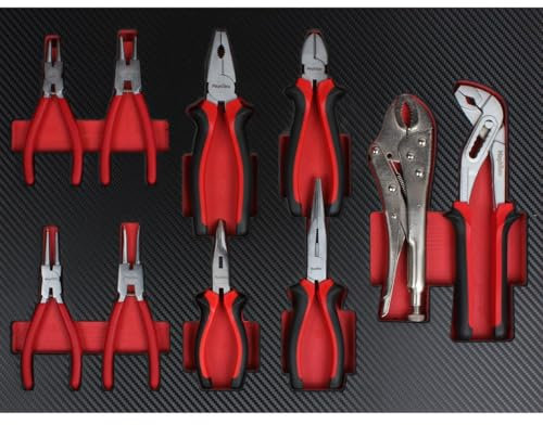 Mephisto Set di attrezzi per carrello da officina Pro Line con pinze per il trasporto, pinze combinate, taglierina laterale, pinza per pompa dell'acqua e pinza per presa con inserto morbido effetto