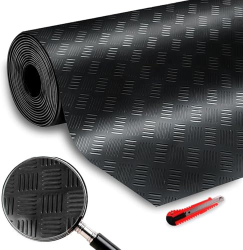 Suelo Goma 50 cm x 2 M para Zonas de Alto tráfico. Alfombra Antideslizante SBR, Resistente a Golpes y Aceite. Ideal como Suelo Garaje para Autos, Motos y Herramientas. Instalación rápida y Sencilla.