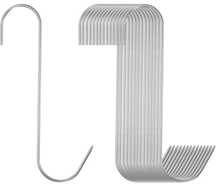 QUARKZMAN 14 piezas de Ganchos para Carne de 7 de Acero Inoxidable 304 Gancho de Carnicero en Forma de S para Colgar Asar Ahumar Costillas de Ternera Barbacoa (Carga Máxima 11 Libras)