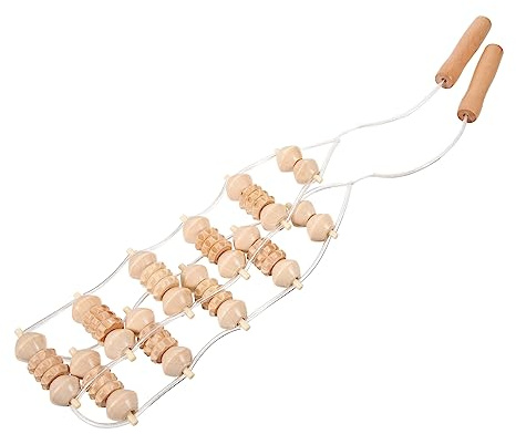 Manueller Rückenmassagegürtel und Seil für Nacken und Rücken | Beige, für Reisen und Fitnessstudio, Unterstützt Entspannung, Beweglichkeit und Dehnung