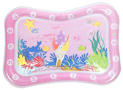 JOINPAYA Colchoneta De Agua Inflable Para Ñiño Tapete De Agua Para Ñiño Recién Nacido Color Rosa Océano Pvc Seguro Desarrollo Cognitivo y Motriz Juego Interactivo Infantil