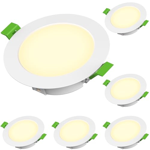 Azhien LED Faretto da Incasso 230V,4W Faretti da Soffitto IP44 Set di 6, Diametro di Installazione 68-75 mm,440LM Luci da Incasso LED, 3000K Bianco Caldo Spot Piatto, Ideale per la Casa, Bagno